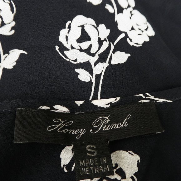 Honey Punch Floral Jumpsuit Plunging Neckline Bust Tie Zip Back Wide Leg S - Picture 5 of 6